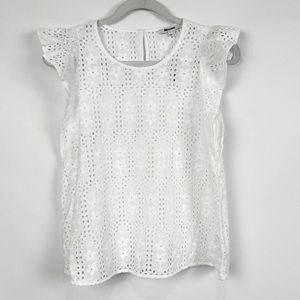 NWT Madewell Eyelet Crewneck Flutter Sleeve Top